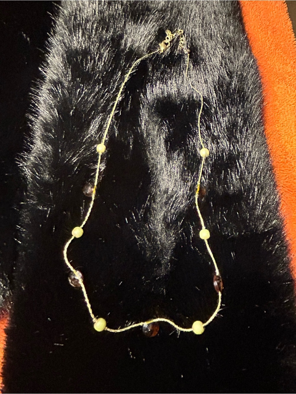 Monet Green and Amber Beaded Strand Necklace